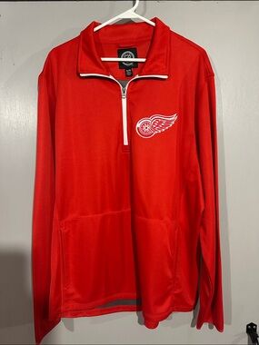 NHL Red Pullover Quarter-Zip with White Trim